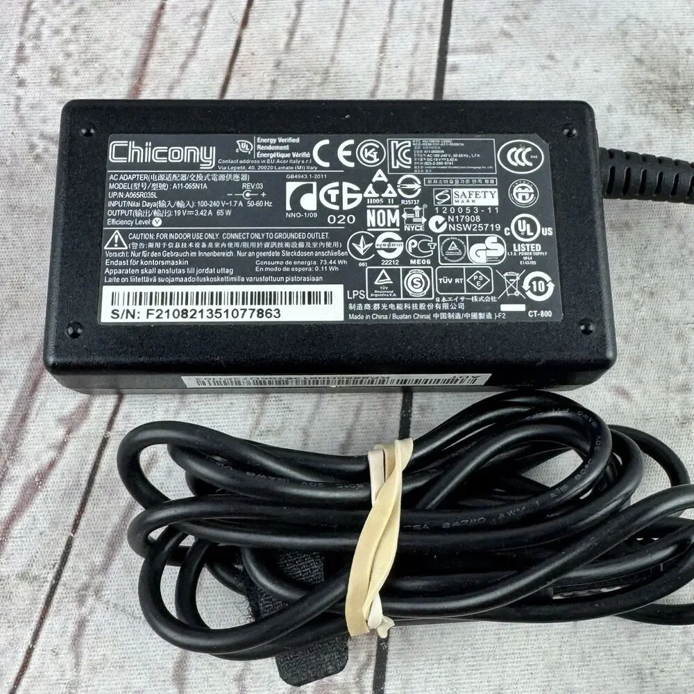 Chicony A11-065N1A 65W AC Adapter 19V 3.42A A065R035L Acer Laptop Charger